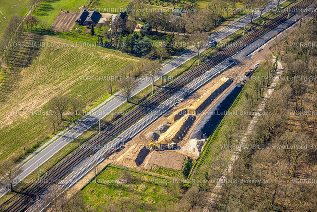 Rees240312150Haldern | Luftbild, Ausbau der Betuweroute und Betuwe-Linie Eisenbahnstrecke, Baustelle am Waldweg, Haldern, Rees, Nordrhein-Westfalen, Deutschland