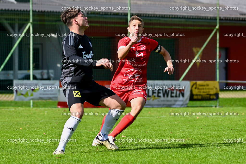 SV Rothentuhurn vs. URC Thal Assling | #11 Pascal Kofler URC Thal Assling, #13 Thomas Klingbacher SV Rothenthurn, SV Rothentuhurn vs. URC Thal Assling, SV Rothentuhurn vs. URC Thal Assling am 15.09.2024 in Rothenthurn (Sportplatz Rothenthurn), Austria, (Photo by Bernd Stefan)