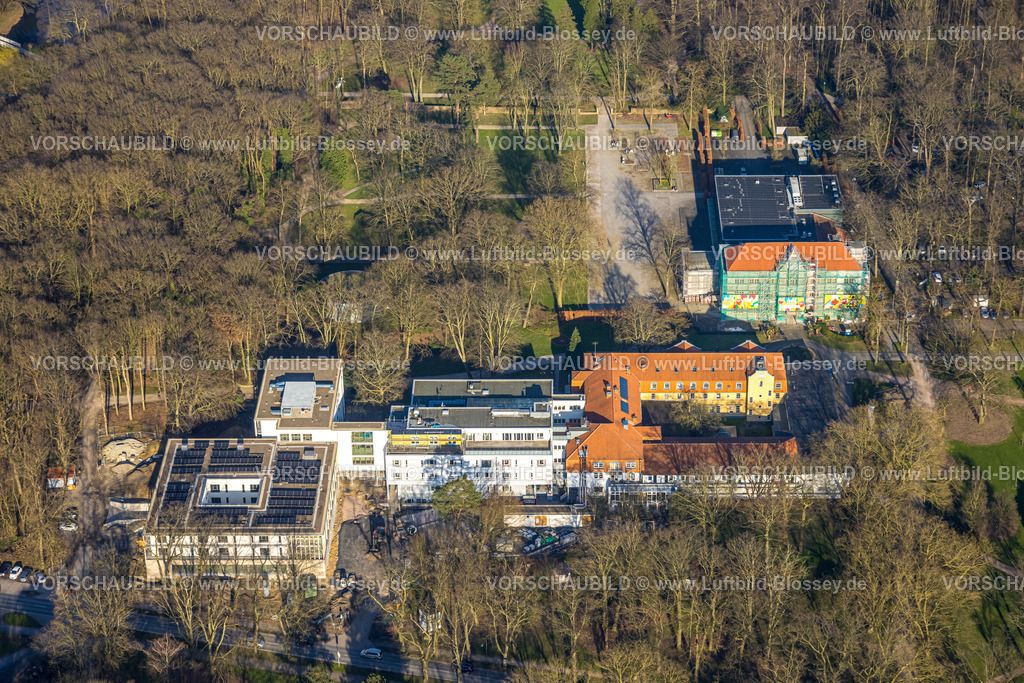 Hamm240305098 | Luftbild, Kurhaus und Kurpark Bad Hamm mit Renovierung der Fassade, Klinik für manuelle Therapie, Uentrop, Hamm, Ruhrgebiet, Nordrhein-Westfalen, Deutschland