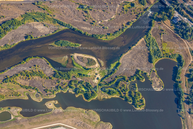 Wesel220806133 | Luftbild, Lippemündungsraum, Naturschutzgebiet Lippemündung, Flusslauf, Sandbänke, Wesel, Ruhrgebiet, Nordrhein-Westfalen, Deutschland