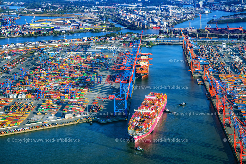 Hamburg_Waltershof_Burchardkai_Containerschiff_One_Triumph_ELS_3461190925 | HAMBURG 19.09.2025 Fahrendes Containerschiff " ONE Ingenuity " auf der Elbe wird mit Schleppern zum Burchardkai gebracht in Hamburg, Deutschland. Weiterführende Informationen bei: HPA Hamburg Port Authority,  Hafen Hamburg Marketing e.V. (HHM). // Container ship " ONE Ingenuity " on the Elbe River is brought to Burchardkai by tugboats in Hamburg, Germany. Further information at: HPA Hamburg Port Authority,  Hafen Hamburg Marketing e.V. (HHM). Foto: Martin Elsen