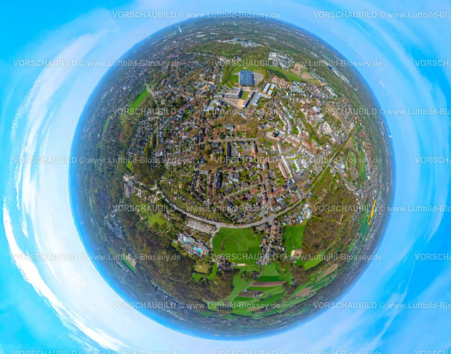 Herne230490052Sodingen-topaz | Luftbild, Ortsansicht Sodingen mit Akademie-Mont-Cenis, Solardach, Erdkugel, Fisheye Aufnahme, Fischaugen Aufnahme, 360 Grad Aufnahme, Sodingen, Herne, Ruhrgebiet, Nordrhein-Westfalen, Deutschland
