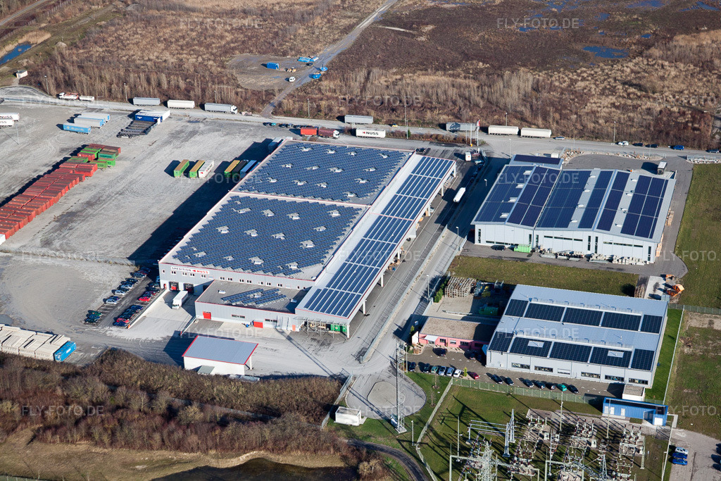Luftbild: Werksgelände Europack GmbH im Ortsteil Industriegebiet Wörth-Oberwald in Wörth am Rhein im Bundesland Rheinland-Pfalz in Deutschland. Foto: IMG_23268.jpg vom 02.12.2009 durch Werner Riehm/FLY-FOTO.de