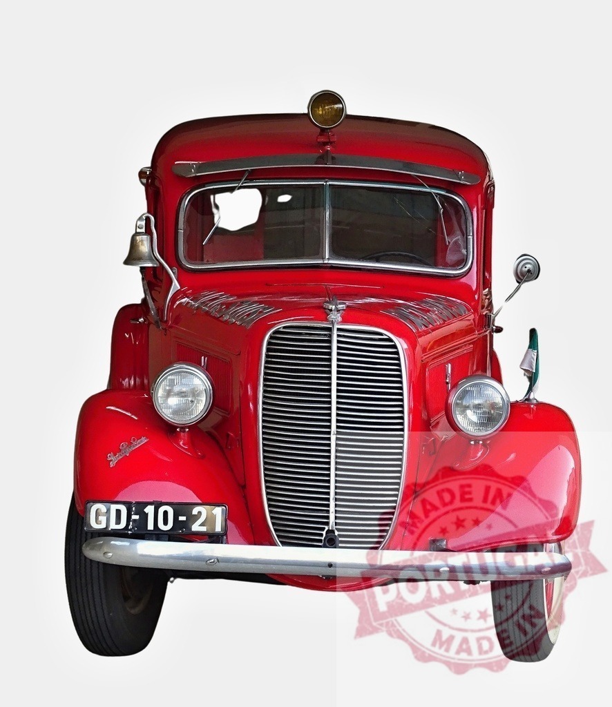 Red Ford Pickup Truck Exhibiting Classic Design and Vintage Charm | Classic red Ford pickup truck, showcasing its vintage design, parked and ready for display - Realized with Pictrs.com