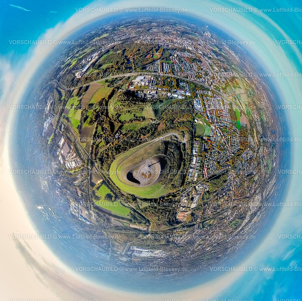 Gladbeck20221006_1Mottbruchhalde2 | Luftbild, Mottbruchhalde mit Windrad, Fisheye Aufnahme, Fischaugen Aufnahme, 360 Grad Aufnahme, Brauck, Gladbeck, Fisheyeaufnahme, Ruhrgebiet, Nordrhein-Westfalen, Deutschland