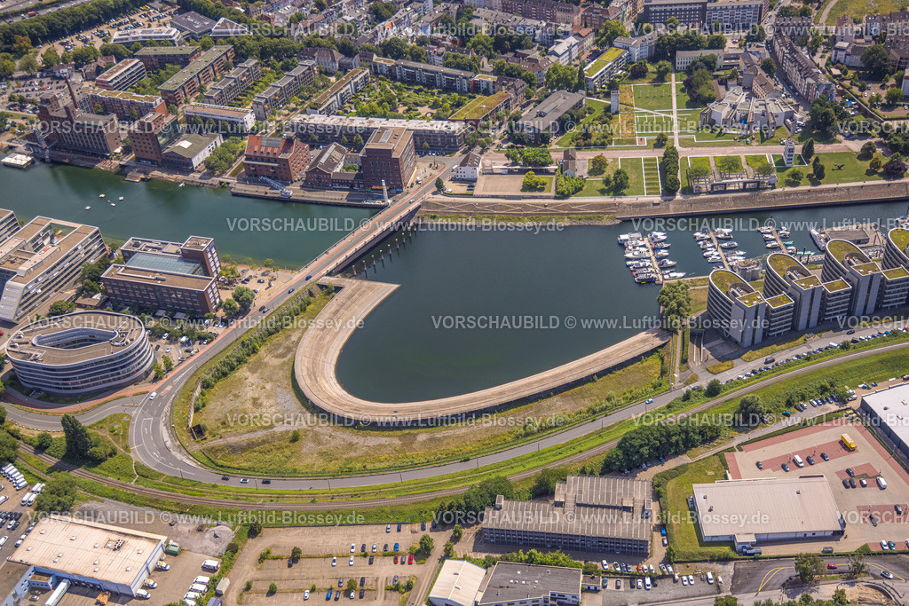 Duisburg250703542Mitte | Luftbild, Eurogate Treppe Innenhafen und Geschäftshäuser, Ortsansicht Duisburg, Kaßlerfeld, Duisburg, Ruhrgebiet, Nordrhein-Westfalen, Deutschland