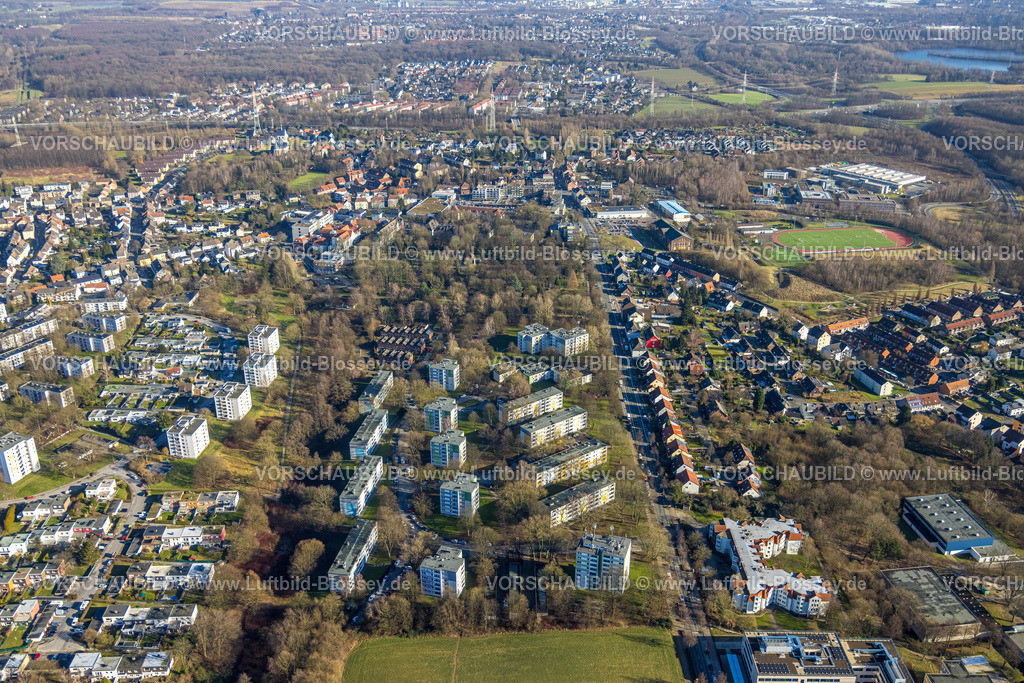 Dortmund240102084 | Luftbild, Wohngebiet Mehrfamilien Reihenhäuser Siedlung Steinfurtweg, Verkehrssituation, Kirchlinde, Dortmund, Ruhrgebiet, Nordrhein-Westfalen, Deutschland