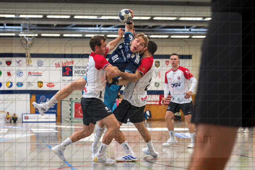 IHC 2026 - HC Hamburg vs. HØJ Elite | Martin Hovde (Handball-Club Hamburg #81), Hampus Wanne (HØJ Elite #14); IHC 2026 - HC Hamburg vs. HØJ Elite am 07.08.2026 in Sporthalle KGS, Schneverdingen - Realisiert mit Pictrs.com