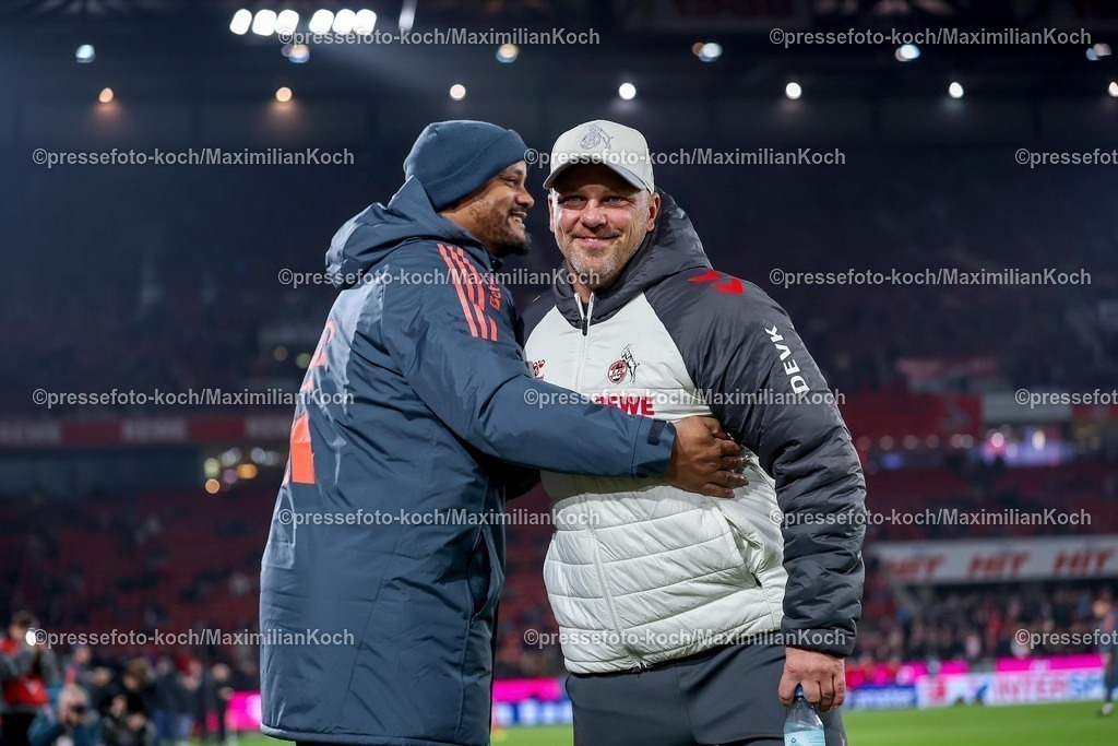 1FC14012601005 | 14.01.2026, Fußball, 1. FC Köln - FC Bayern München, 1. Fußball Bundesliga, 17. Spieltag, RheinEnergie-STADION, Saison 2025 2026: Cheftrainer Vincent Kompany (FC Bayern Muenchen #hc) zusammen mit Cheftrainer Lukas Kwasniok (1FC Koeln #hc)  DFB regulations prohibit any use of photographs as image sequences and or quasi-video.
