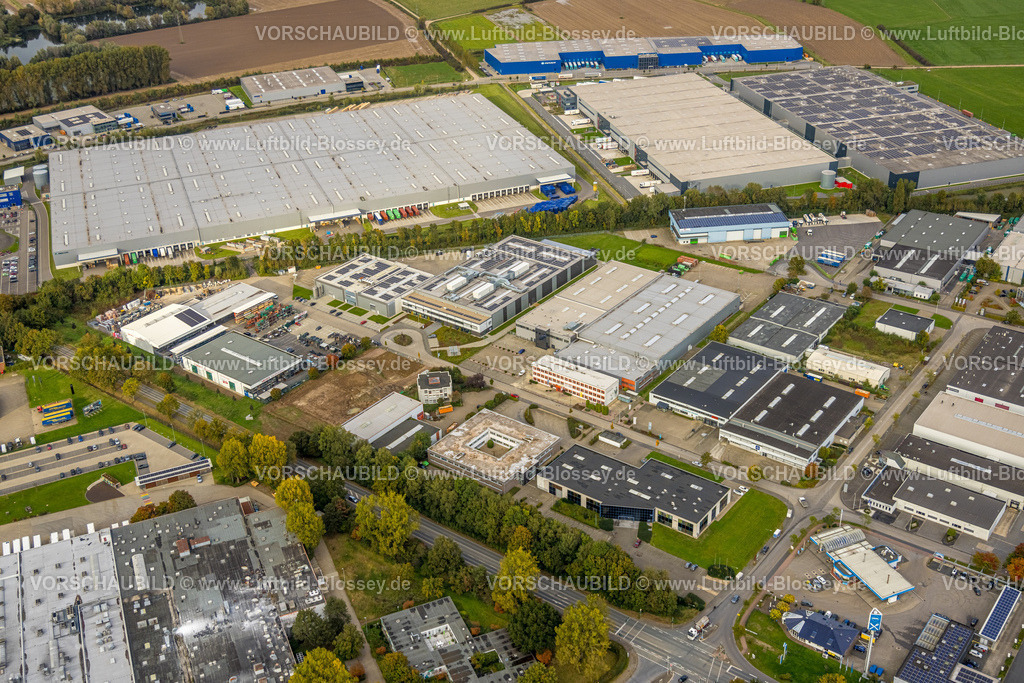 Emmerich241010612 | Luftbild, BLG Handelslogistik GmbH Logistikdienst und FIEGE Stiftung Logistikdienst, im Gewerbegebiet Weseler Straße, Klein-Netterden, Emmerich am Rhein, Niederrhein, Nordrhein-Westfalen, Deutschland