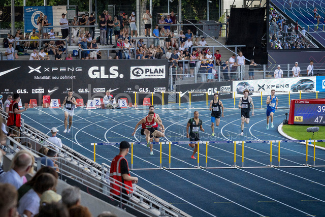 Deutsche Leichtathletik-Meisterschaften; Bochum-Wattenscheid, 25.07.2026 | 400m Hürden Vorlauf mit Owe Fischer-Breiholz (Königsteiner  LV); Deutsche Leichtathletik-Meisterschaften am 25.07.2026 im Lorheide-Stadion, Bochum-Wattenscheid (Nordrhein-Westfalen).