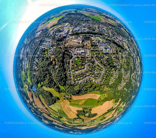 Heiligenhaus240890736Konrad-Adenauer-Ring | Luftbild, Wohngebiet und Wohnsiedlung Konrad Adenauer Ring, Erdkugel, Fisheye Aufnahme, Fischaugen Aufnahme, 360 Grad Aufnahme, tiny world, little planet, fisheye Bild, Leubeck, Heiligenhaus, Ruhrgebiet, Nordrhein-Westfalen, Deutschland