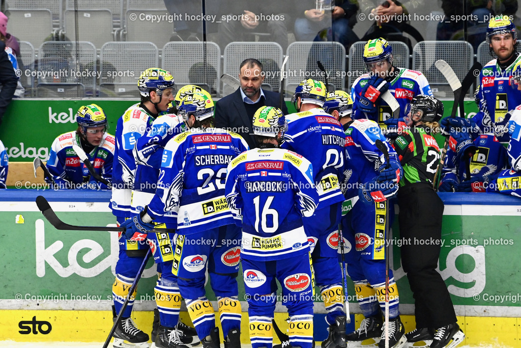 EC IDM Wärmepumpen VSV vs. EC Red Bull VSV | #16 Kevin Hancock EC VSV, Pierre Allard Headcoach EC VSV, #22 Nikita Scherbak EC VSV, #91 Nick Hutchison EC VSV, EC IDM Wärmepumpen VSV vs. EC Red Bull VSV, EC IDM Wärmepumpen VSV vs. EC Red Bull Salzburg am 16.01.2026 in Villach (Stadthalle Villach), Austria, (Photo by Bernd Stefan)