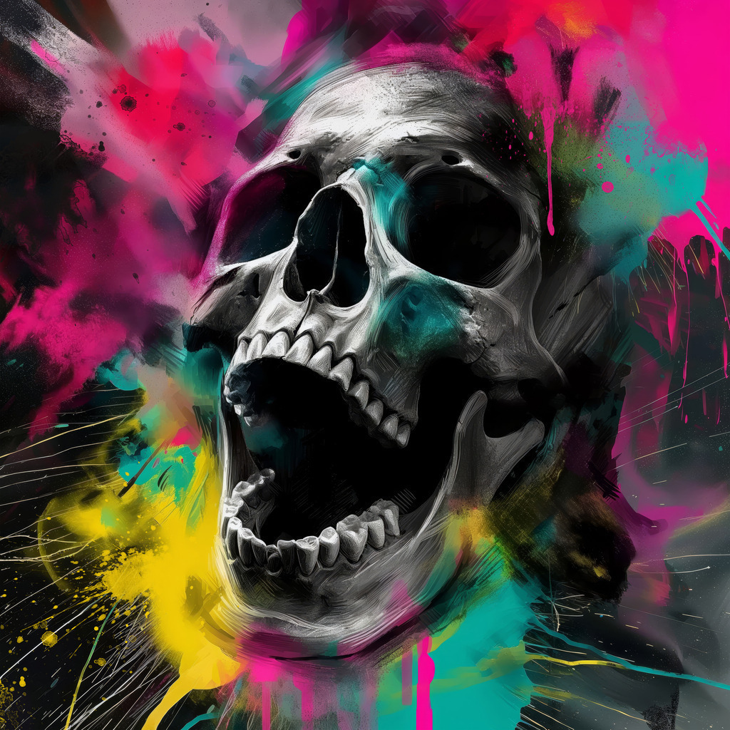 2412034 - Pop Art Totenkopf | Ein schreiender Totenkopf im Pop Art Stil.