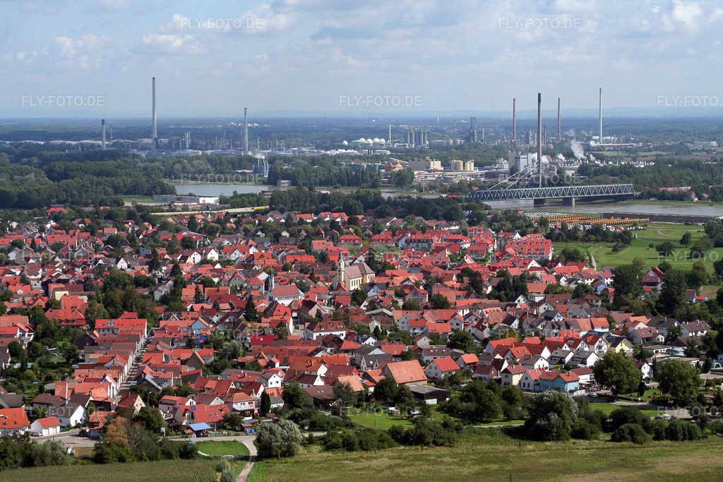 Luftbild: Fluß- Uferbereichen des Rhein am Rhein im Ortsteil Maximiliansau in Wörth im Bundesland Rheinland-Pfalz in Deutschland. Foto: IMG_3637.jpg vom 31.08.2006 durch Werner Riehm/FLY-FOTO.de