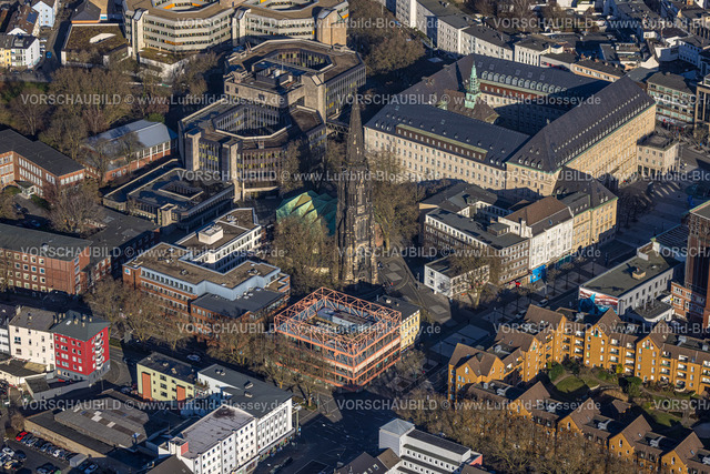 Bochum240103739 | Luftbild, Rathaus und Christuskirche, Stadtbücherei Bochum ÃƒÆ’Ã‚Â¢ÃƒÂ¢Ã¢â‚¬Å¡Ã‚Â¬ÃƒÂ¢Ã¢â€šÂ¬Ã…â€œ Zentralbibliothek im BVZ, Gleisdreieck, Bochum, Ruhrgebiet, Nordrhein-Westfalen, Deutschland