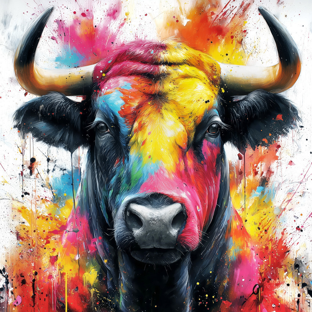 2507031 - Bunter Stier Pop Art | Stier im modernen Pop Art Look als hochwertiger Kunstdruck.