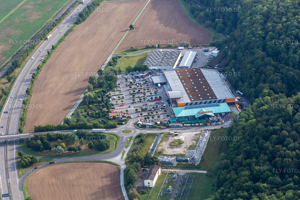 Luftbild: Hornbach Park im Ortsteil Lustnau in Tübingen im Bundesland Baden-Württemberg in Deutschland. Foto: IMG_008593.jpg vom 27.08.2020 durch Werner Riehm/FLY-FOTO.de