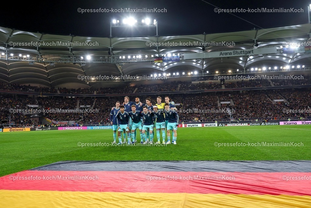 DFB30032600030 | 30.03.2026, Fußball, Länderspiel, Deutschland - Ghana, MHP-Arena (Stuttgart), Saison 2025 2026: Mannschaftsfoto Mannschaftsaufstellung Gruppenbild vor dem Spiel Die deutsche Startelf Startmannschaft  Hinten v.L. Pascal Groß (GER #05) Nick Woltemade (GER #11) Jonathan Tah (GER #04) Kai Havertz (GER #07) Torwart Alexander Nübel (GER #12) Nico Schlotterbeck (GER #15) Vorne v.L. Nathaniel Brown (GER #18) Joshua Kimmich (GER #06) Angelo Stiller (GER #16) Serge Gnabry (GER #20) Florian Wirtz (GER #17)   DFB regulations prohibit any use of photographs as image sequences and or quasi-video.
