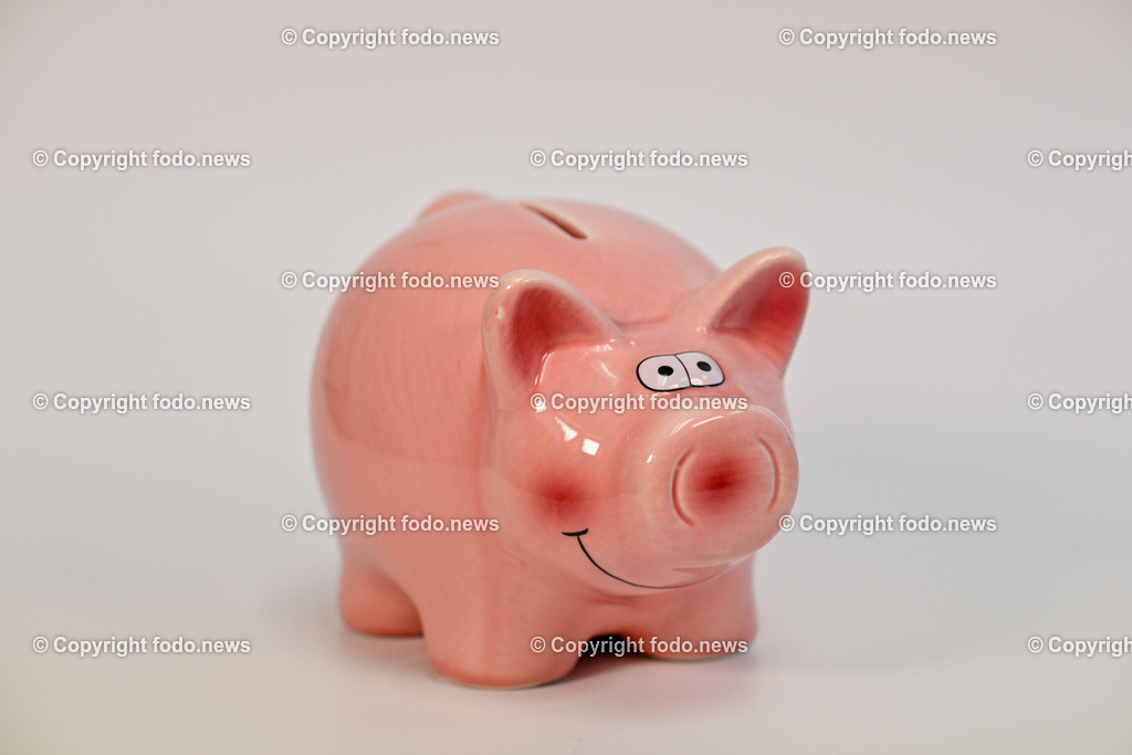 Sparschwein_ 21.12.2024-1 | 21.12.2024, Linz, AUT, Sparschwein, im Bild Themenbild, Sparschwein, Schwein, sparen, Geld, Euroscheine, Muenzen