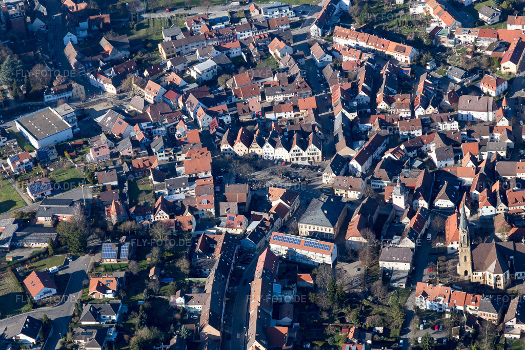 Luftbild: Merianstr, im Ortsteil Heidelsheim in Bruchsal im Bundesland Baden-Württemberg in Deutschland. Foto: IMG_097281.jpg vom 10.03.2017 durch Werner Riehm/FLY-FOTO.de