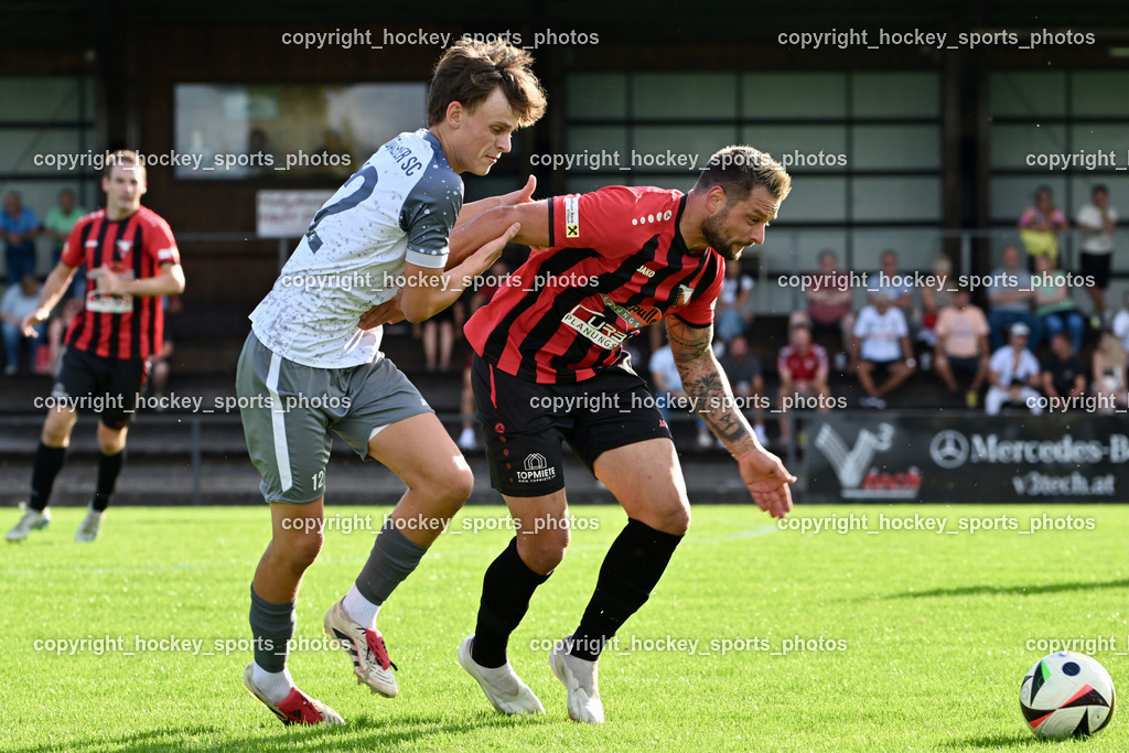 MSC Magdalen vs. ATUS Nötsch  | #12 Jonas Erlacher MSC Magdalen, #91 Christian Lussnig ATUS Nötsch, MSC Magdalen vs. ATUS Nötsch , MSC Magdalen vs. ATUS Nötsch  am 18.07.2025 in Villach (Sportplatz Magdalen), Austria, (Photo by Bernd Stefan)