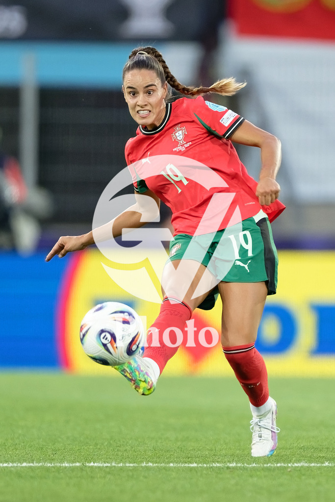 Portugal v Belgium: UEFA Women's EURO 2025 Group B | SION, SWITZERLAND - JULY 11: Diana Gomes of Portugal passes the ball  during the UEFA Women's EURO 2025 Group B match between Portugal and Belgium at Stade de Tourbillon on July 11, 2025 in Sion, Switzerland. (Photo by Giuseppe Velletri/Sports Press Photo/Getty Images)