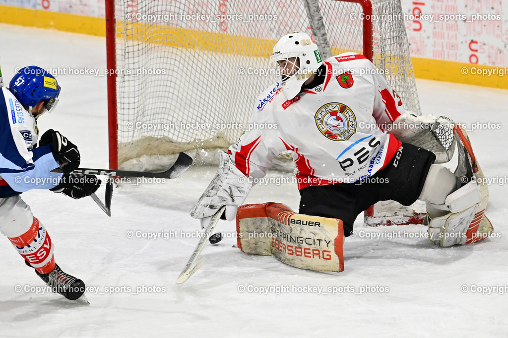 ESV Ferlach vs. ESC SOCCERZONE STEINDORF | #57 Wilfan Franz ESC Steindorf, #35 Arneitz Christian ESV Ferlach, ESV Ferlach vs. ESC SOCCERZONE STEINDORF, ESV Ferlach vs. ESC SOCCERZONE STEINDORF am 29.11.2024 in Ferlach (Eishalle Ferlach ), Austria, (Photo by Bernd Stefan)