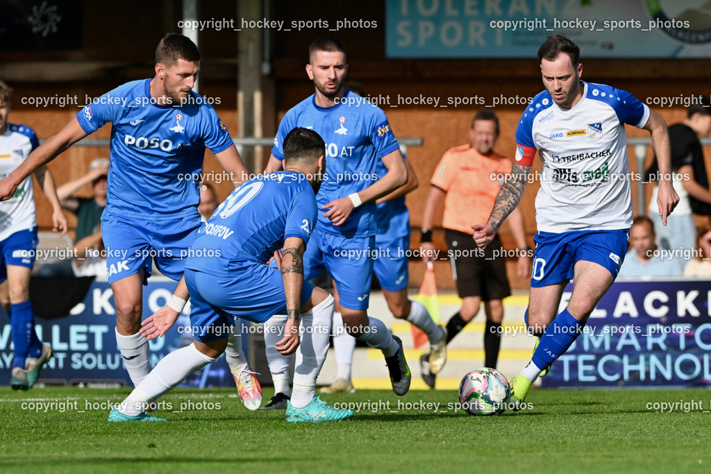 SAK vs. SK Treibach | #22 Leo Ejup SAK, #10 Yosifov Svetlozar Angelov SAK, #7 Hrvoie Jakovljevic SAK, #10 Kevin Vaschauner Böck SK Treibach, SAK vs. SK Treibach, SAK vs. SK Treibach am 29.05.2024 in Klagenfurt (Sportpark Welzenegg), Austria, (Photo by Bernd Stefan)