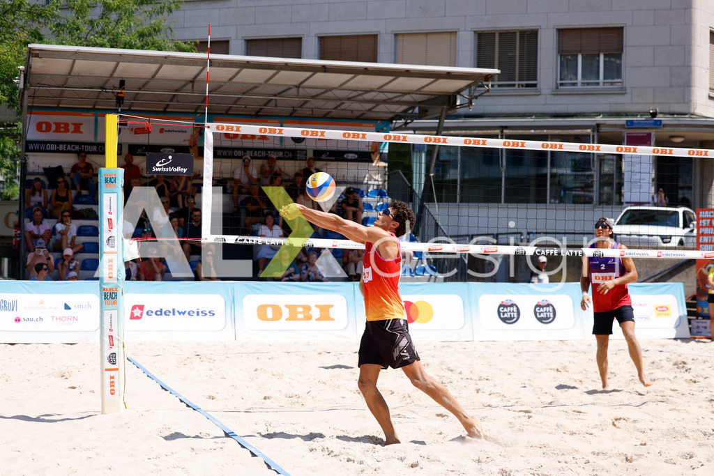 Obi BeachTour 2026 - Basel | BASEL, SWITZERLAND - JULY 18: MAËL MASSEREY (SUI) during the Obi BeachTour 2026 match between MASSEREY / SCHNEGG (SUI) and BORTOLUZZI / JAUFFRET (SUI) at Barfüsserplatz on July 18, 2026 in Basel, Switzerland. - Realisiert mit Pictrs.com