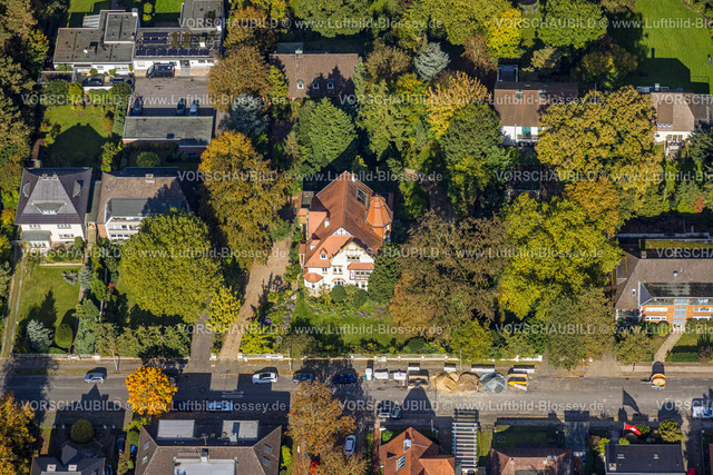 Hamm241008494 | Luftbild, Wohnhaus Jugendstilvilla Jägerallee 31, Baudenkmal, herbstliche Bäume, Uentrop, Hamm, Ruhrgebiet, Nordrhein-Westfalen, Deutschland