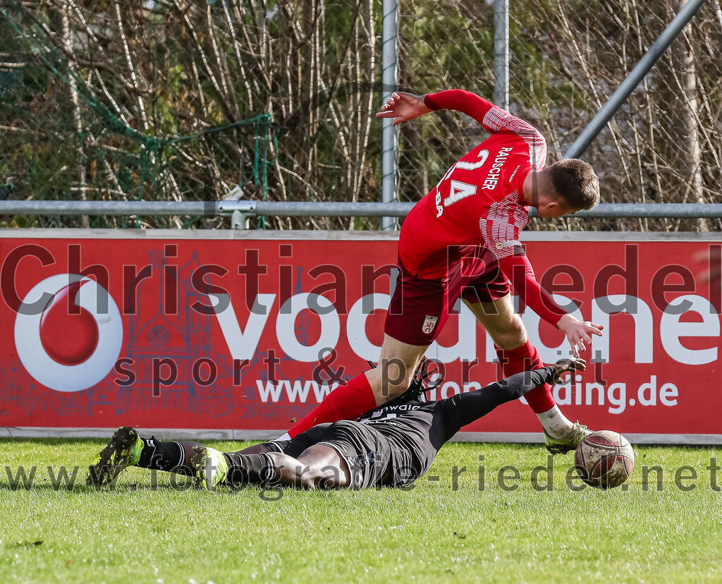 2024-02-24_096_FC_Schwaig_gegen_TSV_1880_Wasserburg | Oberding, Deutschland, 24.02.2024:
Fußball, 2. Runde Qualifikation TOTO-Pokal 2023 / 2024, 1. Spieltag, FC Schwaig gegen TSV 1880 Wasserburg, Endergebnis: 2:3

Bilal Ibrahim (FC Schwaig, #6), Matthias Rauscher (TSV 1880 Wasserburg, #24)

Foto: Christian Riedel / fotografie-riedel.net