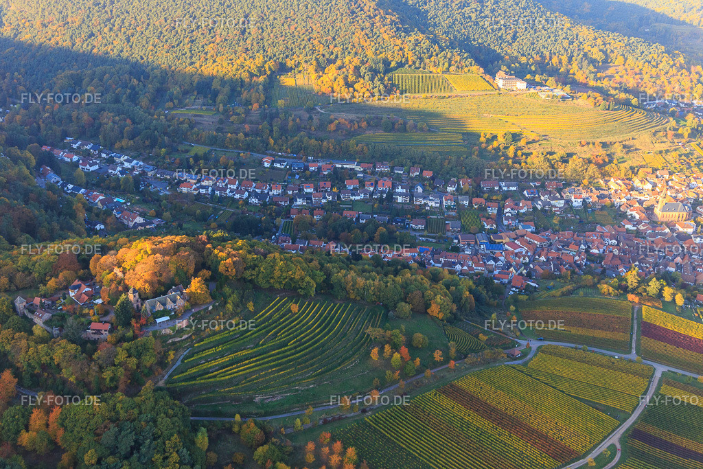 Schloss Kropsburg in Herbstfarben von Süden https://www.kropsburg.de/ http://www.burgschaenke-kropsburg.de/ | Luftbild: Schloss Kropsburg in Herbstfarben von Süden https://www.kropsburg.de/ http://www.burgschaenke-kropsburg.de/ im Ortsteil SaintMartin in Sankt Martin im Bundesland Rheinland-Pfalz in Deutschland. Foto: IMG_095648.jpg vom 30.10.2016 durch Werner Riehm/FLY-FOTO.de - Realisiert mit Pictrs.com