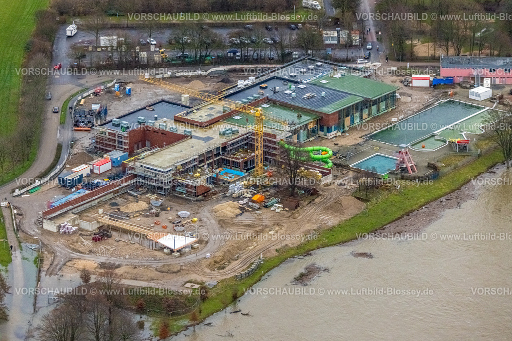 Wesel231203904 | Luftbild vom Weihnachtshochwasser 2023 am Rhein, der Rhein tritt nach starken Regenfällen über die Ufer,  , Wesel, Ruhrgebiet, Niederrhein, Nordrhein-Westfalen, Deutschland