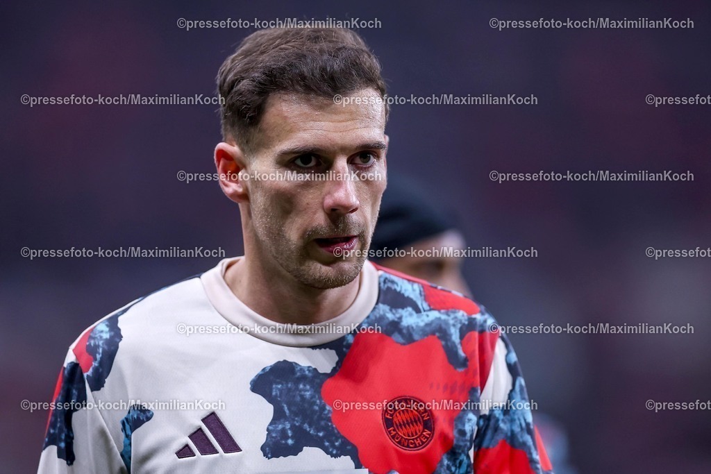 UCL11032502189 | 11.03.2025, Fußball, UEFA Champions League, Bayer 04 Leverkusen - FC Bayern München, Achtelfinale Rückspiel, BayArena, Saison 2024 2025: Leon Goretzka (FC Bayern #8)DFB regulations prohibit any use of photographs as image sequences and or quasi-video.