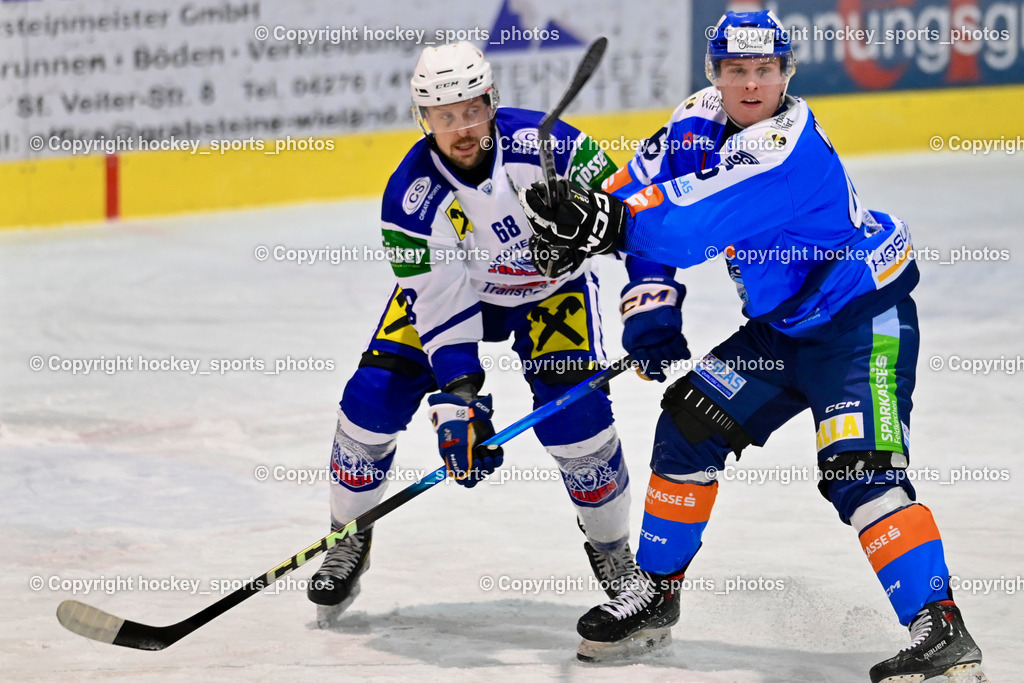 ESC SPARKASSE STEINDORF vs. UECR Huben  | #68 Unterlercher Martin UECR EISBÄREN HUBEN, #46 Maurer Julian ESC Steindorf, ESC SPARKASSE STEINDORF vs. UECR Huben , ESC SPARKASSE STEINDORF vs. UECR Huben  am 06.02.2026 in Steindorf (Ossiachersee Halle), Austria, (Photo by Bernd Stefan)