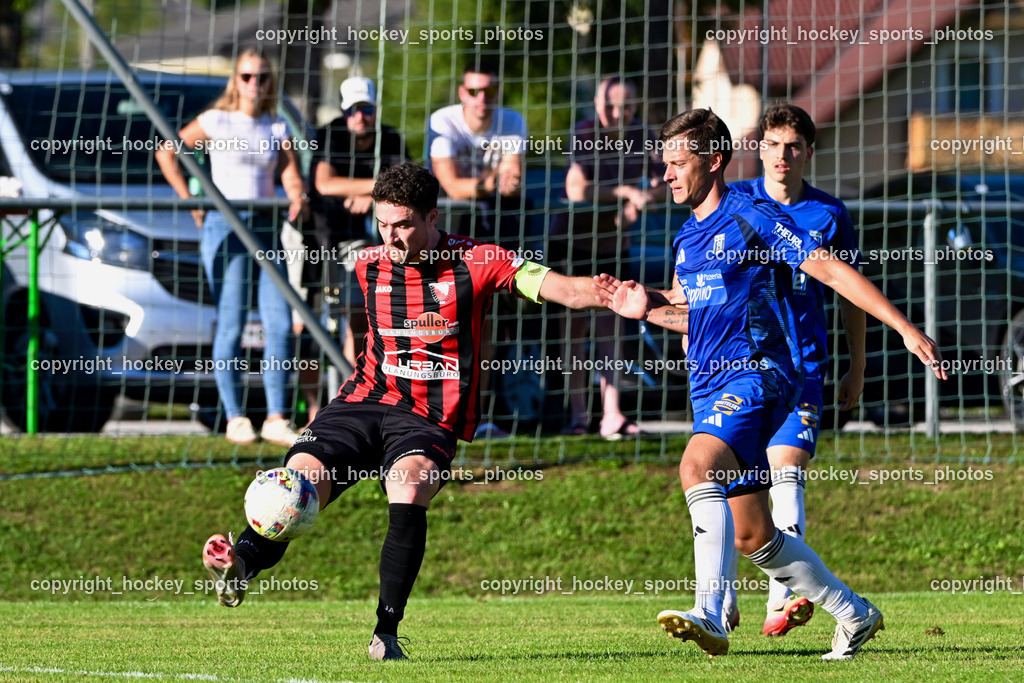 ATUS Nötsch vs. Thal Assling | #21 Nicolas Janschitz ATUS Nötsch, #18 Matej Palcic Thal Assling, #75 Domenico Calcagnile Thal Assling, ATUS Nötsch vs. Thal Assling, ATUS Nötsch vs. Thal Assling am 31.08.2025 in Nötsch (Dobratsch Arena), Austria, (Photo by Bernd Stefan)