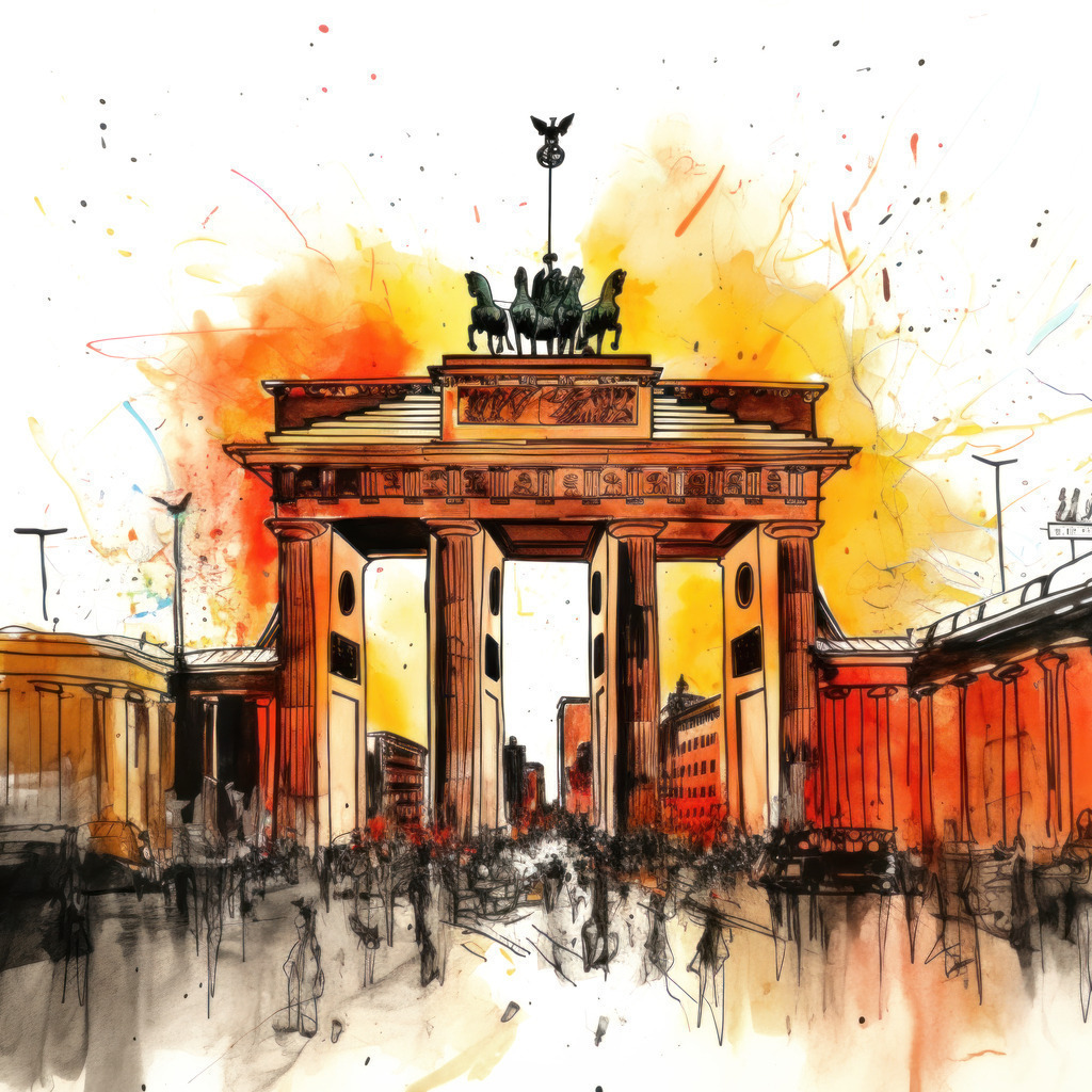 2308056 - Brandenburger Tor Illustration | Bestellen Sie dieses digitale Gemälde als hochwertigen Kunstdruck auf Leinwand, Acrylglas, Dibond oder als Poster.