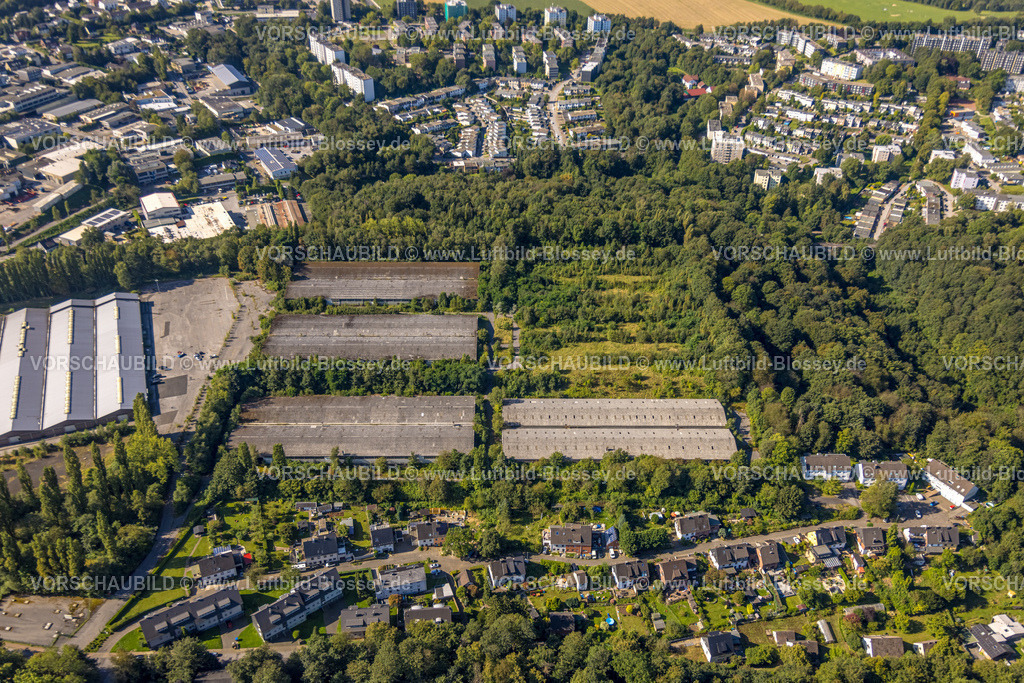 Heiligenhaus240813160 | Luftbild, alte Bundeswehr und THW-Hallen an der Talburgtraße Ecke Kantstraße, geplantes Zollgelände und Gewerbegelände, Heiligenhaus, Ruhrgebiet, Nordrhein-Westfalen, Deutschland