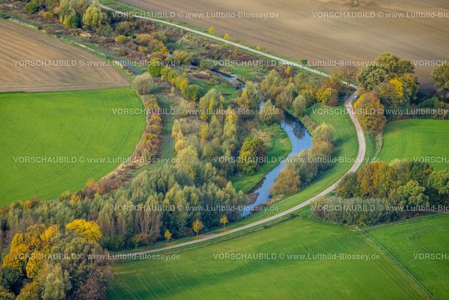 Bergkamen221012862 | Luftbild, Seseke Radweg, Herbstfarben, Fluss Seseke, Oberaden, Bergkamen, Ruhrgebiet, Nordrhein-Westfalen, Deutschland
