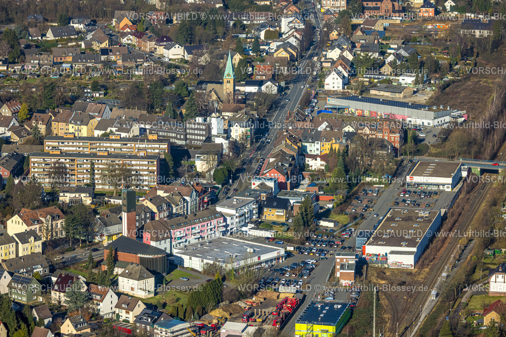 Dortmund240102018 | Luftbild, Ortskern mit evang. Katharinenkirche, Provinzialstraße Bundesstraße B235, Verkehrssituation, Bövinghausen, Dortmund, Ruhrgebiet, Nordrhein-Westfalen, Deutschland