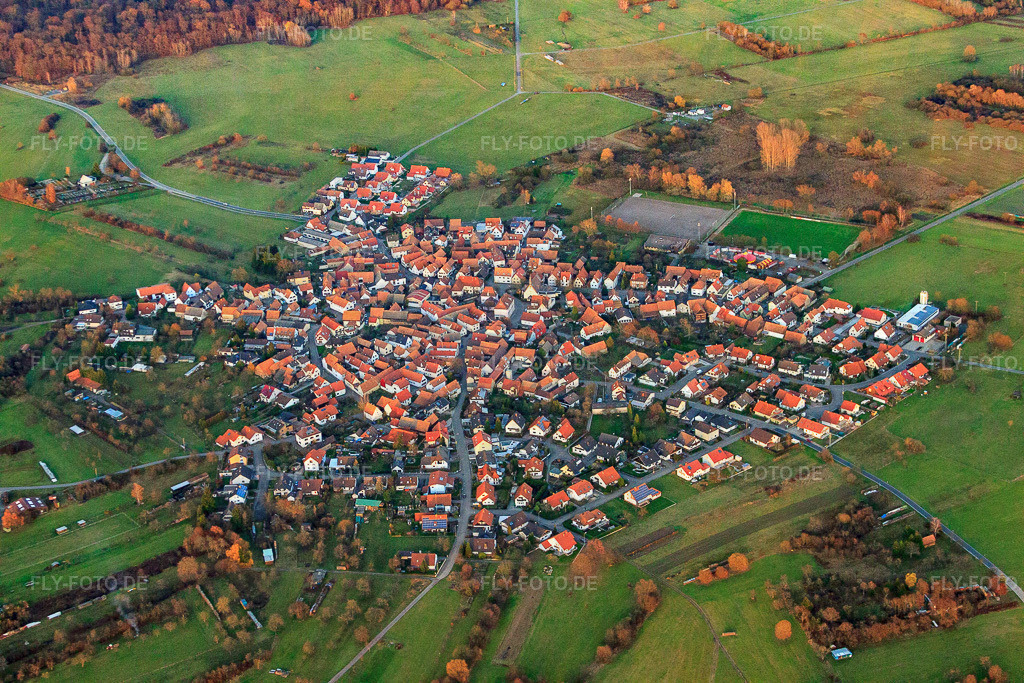Ortsansicht aus Südwesten | Luftbild: Ortsansicht aus Südwesten im Ortsteil Büchelberg in Wörth im Bundesland Rheinland-Pfalz in Deutschland. Foto: IMG_22743.jpg vom 19.11.2009 durch Werner Riehm/FLY-FOTO.de - Realisiert mit Pictrs.com
