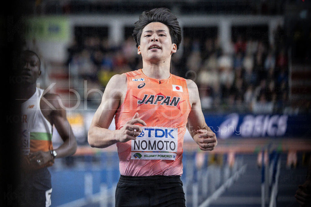 World Athletics Indoor Championships Kujawy Pomorze 26, 21.03.2026 | TORUN, POLAND - MARCH 21:  Shusei NOMOTO (JPN) competes in the men's 60m hurdles semi-finals of the World Athletics Indoor Championships Kujawy Pomorze 26 on day 2 / session 2 at Kujawsko-Pomorska Arena Torun on March 21, 2026 in Torun, Poland. 