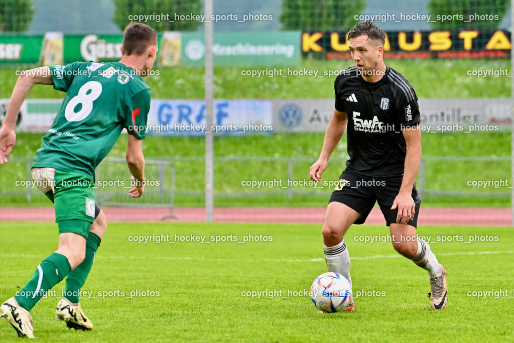 SV Rapid Lienz vs. URC Thal Assling | #8 Lukas Schrott Rapid Lienz, #8 Patrick Hainzer Thal Assling, SV Rapid Lienz vs. URC Thal Assling, SV Rapid Lienz vs. URC Thal Assling am 08.06.2024 in Lienz (Dolomiten Satadion), Austria, (Photo by Bernd Stefan)