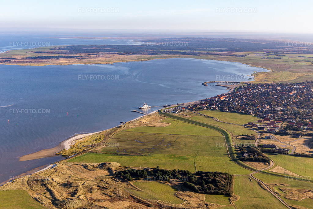 Aerial view: Ferry / Nordby ferry harbor in Fanø in the state South Denmark, Denmark.Photo: IMG_118742.jpg taken on 09/21/2019 by Werner Riehm/FLY-FOTO.comResolution of the original: 5472 x 3648 px