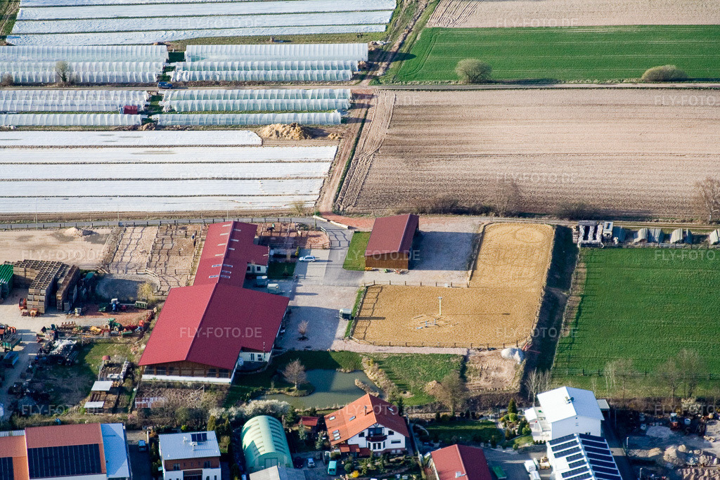 Luftbild: Reitstall Eichenlaub in Herxheim bei Landau im Bundesland Rheinland-Pfalz in Deutschland. Foto: IMG_9943.jpg vom 29.03.2008 durch Werner Riehm/FLY-FOTO.de