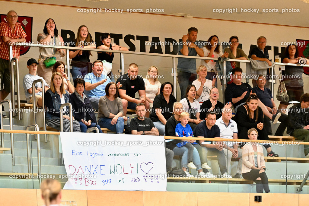 SC Ferlach vs. WAT Atzgersdorf | Besucher Ballspielhalle Ferlach, Buchbauer Transparent, SC Ferlach vs. WAT Atzgersdorf, SC Ferlach vs. WAT Atzgersdorf am 12.05.2024 in Ferlach (Ballspielhalle Ferlach), Austria, (Photo by Bernd Stefan)