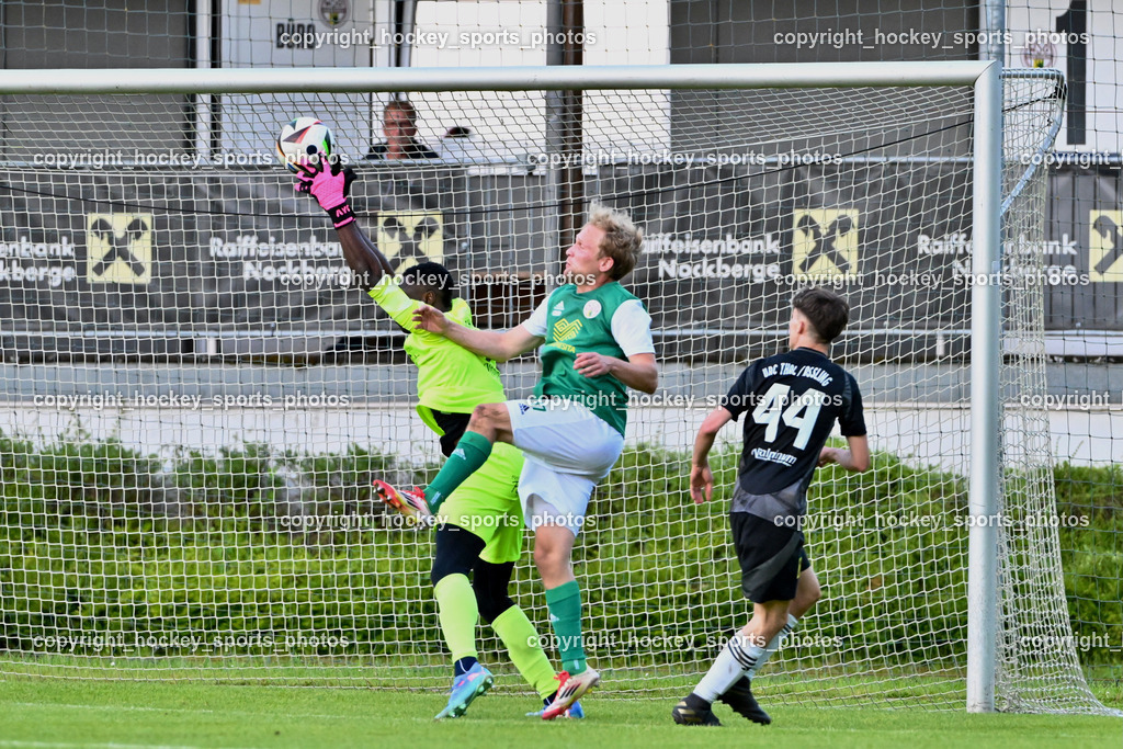 WSG Radenthein vs. URC Thal Assling | #99 Ayotunde Ezekiel Ikuepamitan URC Thal Assling, #17 Manuel Josef Ambrosch WSG Radenthein, #44 Matteo Kraler URC Thal Assling, WSG Radenthein vs. URC Thal Assling, WSG Radenthein vs. URC Thal Assling am 30.05.2025 in Radenthein (Sportplatz Radenthein), Austria, (Photo by Bernd Stefan)