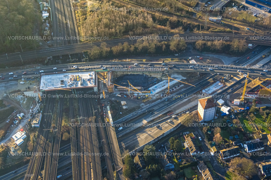 Duisburg241202586 | Luftbild, Autobahnkreuz Kaiserberg, Autobahn A3 und Autobahn A40, Baustelle Regenrückhaltebecken, Duissern, Duisburg, Ruhrgebiet, Nordrhein-Westfalen, Deutschland
