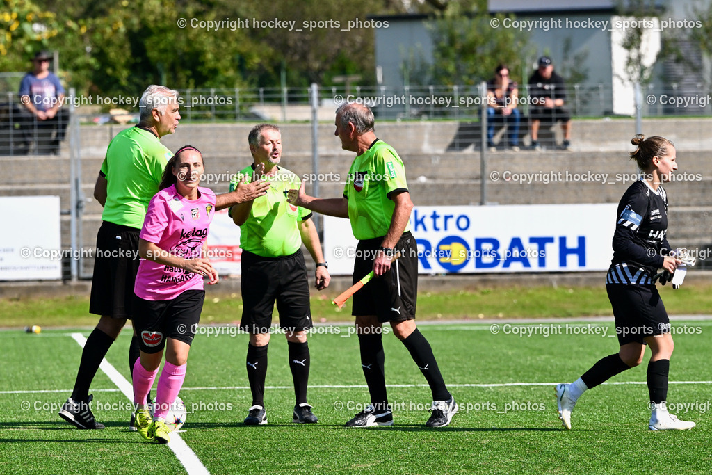 Liwodruck Carinthians Hornets vs. SV Horn 1.10.2023 | Erlbeck Eric, Krenn Karl, Kandolf Josef, Referees, #14 Nicole Dominique Gatternig, #1 Jasmin Zotter
